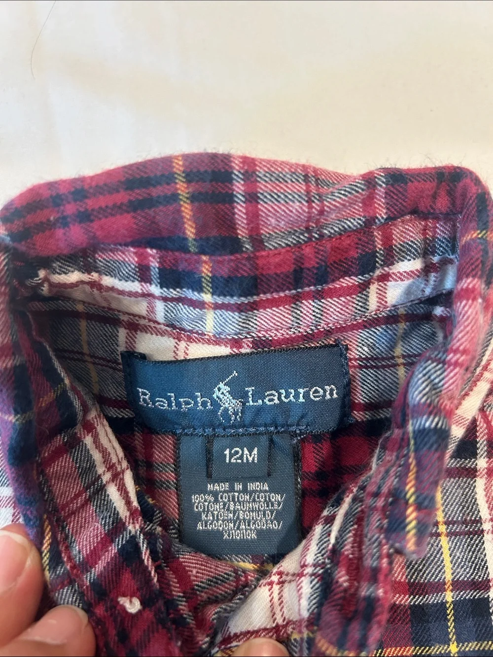 Ralph Lauren Toddler Red Navy White Plaid Button-Down Shirt